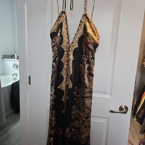 She's Cool Black and Gold Backless Dress